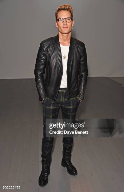 Oliver Proudlock attends the Christopher Raeburn show during London Fashion Week Men's January 2018 at BFC Show Space on January 7, 2018 in London,...