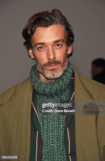 Richard Biedul attends the Christopher Raeburn show during London Fashion Week Men's January 2018 at BFC Show Space on January 7, 2018 in London,...