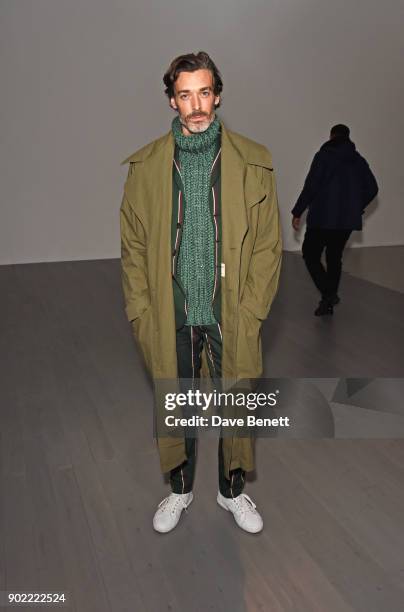 Richard Biedul attends the Christopher Raeburn show during London Fashion Week Men's January 2018 at BFC Show Space on January 7, 2018 in London,...