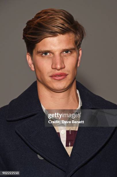 Toby Huntington-Whiteley attends the Christopher Raeburn show during London Fashion Week Men's January 2018 at BFC Show Space on January 7, 2018 in...