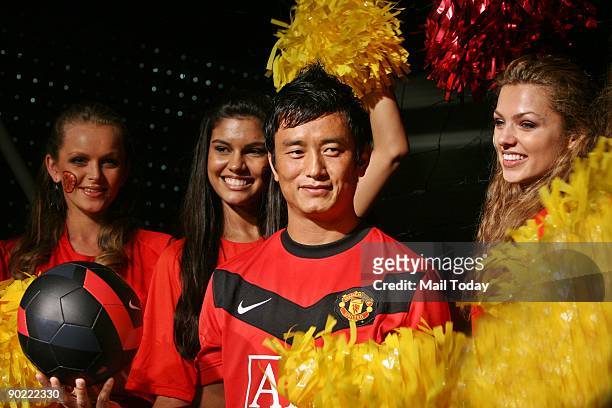 Indian football captain Baichung Bhutia attends the launch of Manchester United Restaurant and Bar on August 27, 2009 in New Delhi, India.