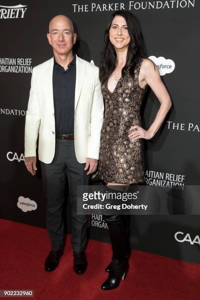 Chief Executive Officer of Amazon Jeff Bezos and MacKenzie Bezos attend the SEAN PENN J/P HRO GALA: A Gala Dinner to Benefit J/P Haitian Relief...