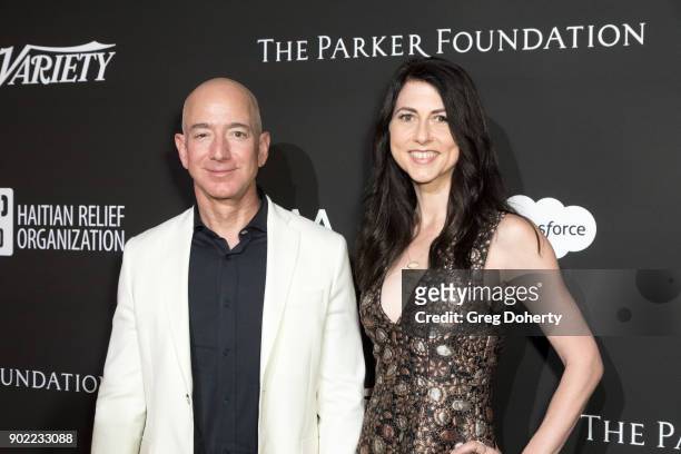 Chief Executive Officer of Amazon Jeff Bezos and MacKenzie Bezos attend the SEAN PENN J/P HRO GALA: A Gala Dinner to Benefit J/P Haitian Relief...
