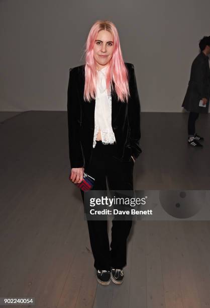 India Rose James attends the Alex Mullins show during London Fashion Week Men's January 2018 at BFC Show Space on January 7, 2018 in London, England.
