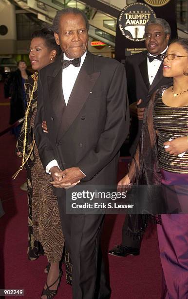 Honoree actor Sidney Poitier arrives to attend the 10th Annual Trumpet Awards sponsored by Turner Broadcasting January 7 in Atlanta, GA. The Trumpet...