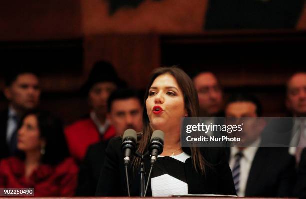 María Alejandra Vicuña in her first speech after being installed in the National Assembly with 70 votes in favor of 106 assembly members present as...