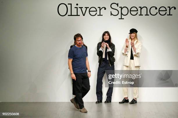 Oliver Spencer walks the runway at the Oliver Spencer show during London Fashion Week Men's January 2018 at BFC Show Space on January 6, 2018 in...
