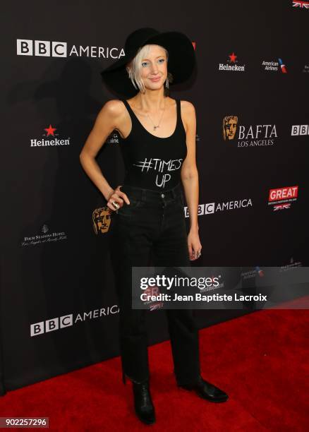 Andrea Riseborough attends The BAFTA Los Angeles Tea Party at Four Seasons Hotel Los Angeles at Beverly Hills on January 6, 2018 in Los Angeles,...