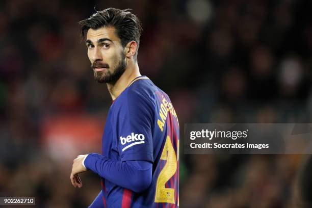 Andre Gomes of FC Barcelona during the La Liga Santander match between FC Barcelona v Levante at the Camp Nou on January 7, 2018 in Barcelona Spain