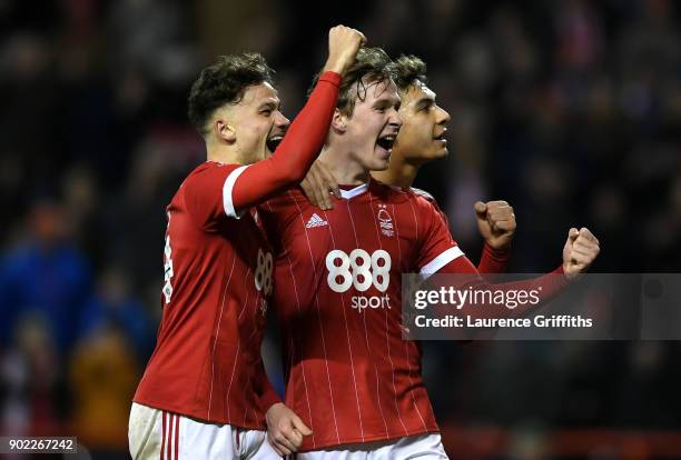 Kieran Dowell of Nottingham Forest celebrates scoring his team's fourth goal from the penalty spot during The Emirates FA Cup Third Round match...