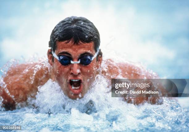 Matt Biondi of the USA competes in a butterfly event during the Meet of Champions held in Mission Viejo, California in June 1988.