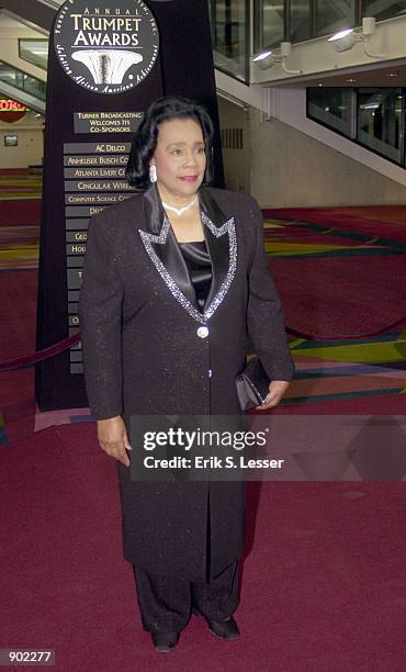 Coretta Scott King, widow of Martin Luther King, arrives at the 10th Annual Trumpet Awards sponsored by Turner Broadcasting January 7, 2002 in...