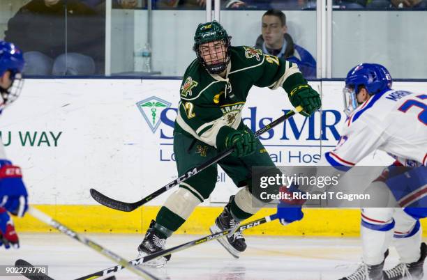 Alex Esposito of the Vermont Catamounts skates against the Massachusetts Lowell River Hawks during NCAA men's hockey at the Tsongas Center on January...