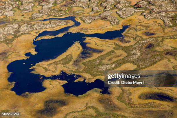 aerial photos of arctic tundra wetlands - fall images stock pictures, royalty-free photos & images