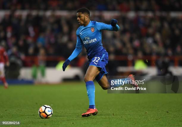 Chuba Akpom of Arsenal during the Emirates FA Cup 3rd Round match between Nottingham Forest and Arsenal at City Ground on January 7, 2018 in...