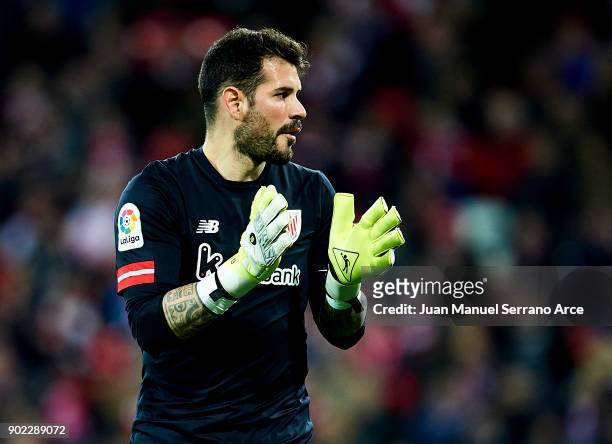 Iago Herrerin of Athletic Club reacts during the La Liga match between Athletic Club Bilbao and Deportivo Alaves at San Mames Stadium on January 7,...