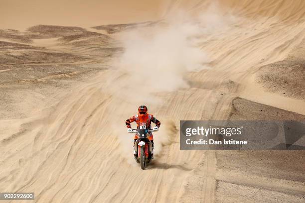 Luciano Benavides of Argentina and KTM Factory Racing rides a KTM 450 Rally in the Classe 2.1 : Super Production during stage two of the 2018 Dakar...