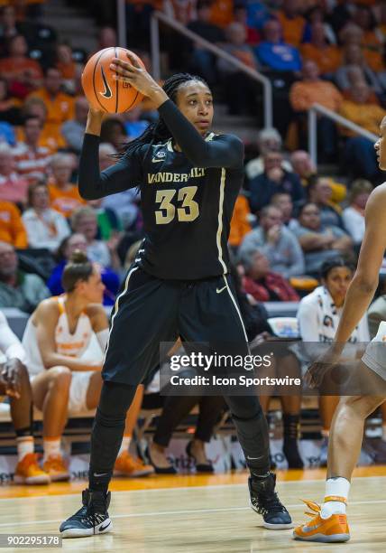 Vanderbilt Commodores guard Christa Reed grabs a rebound during a game between the Vanderbilt Commodores and Tennessee Lady Volunteers on January 7...