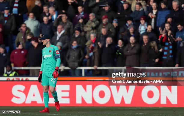 Joe Hart of West Ham United during The Emirates FA Cup Third Round between Shrewsbury Town and West Ham United at New Meadow on January 7, 2018 in...