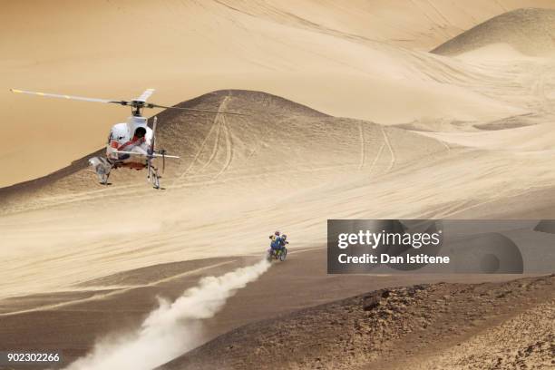 Adrien Van Beveren of France and Yamaha Yamalube Official Rally Team rides a WR450F Yamaha bike in the Elite ASO during stage two of the 2018 Dakar...