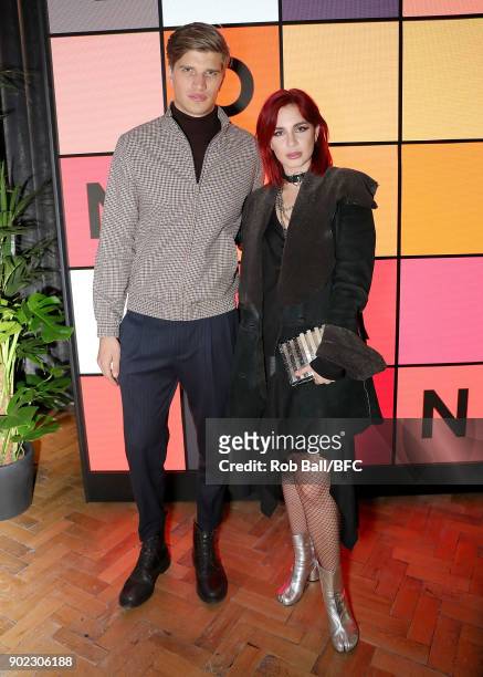 Toby Huntington-Whiteley and Nikita Andrianova attends the TOPMAN LFWM Party during London Fashion Week Men's January 2018 at Mortimer House on...