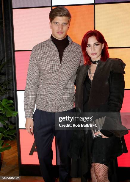 Toby Huntington-Whiteley and Nikita Andrianova attends the TOPMAN LFWM Party during London Fashion Week Men's January 2018 at Mortimer House on...