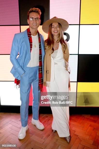 Oliver Proudlock and Emma Louise Connolly attend the TOPMAN LFWM Party during London Fashion Week Men's January 2018 at Mortimer House on January 7,...