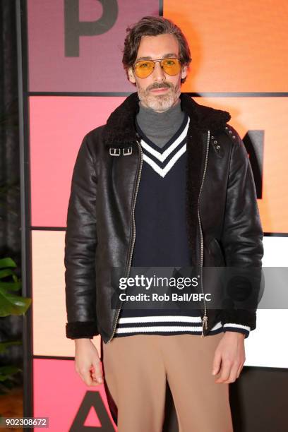 Richard Biedul attends the TOPMAN LFWM Party during London Fashion Week Men's January 2018 at Mortimer House on January 7, 2018 in London, England.