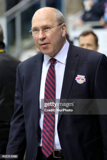 Head Coach Don Jackson of Red Bull Munich during the 40th game day of the German Ice Hockey League between ERC Ingolstadt and EHC Red Bull Munich in...