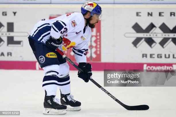 Yannic Seidenberg of Red Bull Munich during the 40th game day of the German Ice Hockey League between ERC Ingolstadt and EHC Red Bull Munich in the...