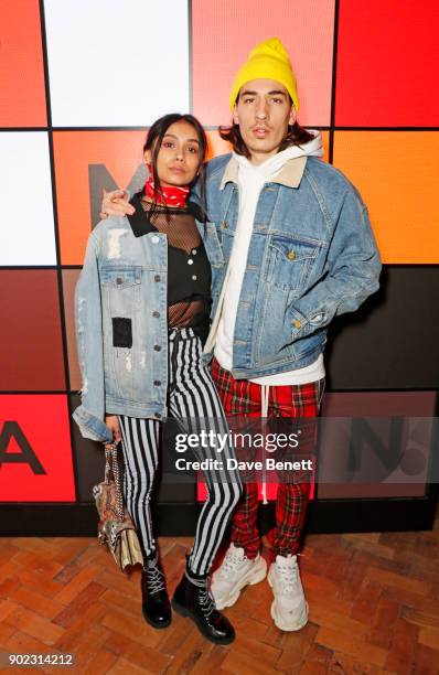 Shree Patel and Hector Bellerin attend the Topman LFWM party at Mortimer House on January 7, 2018 in London, England.