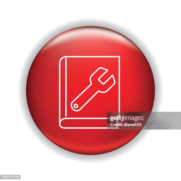 thin line icon on shiny button - customer service - self service stock illustrations