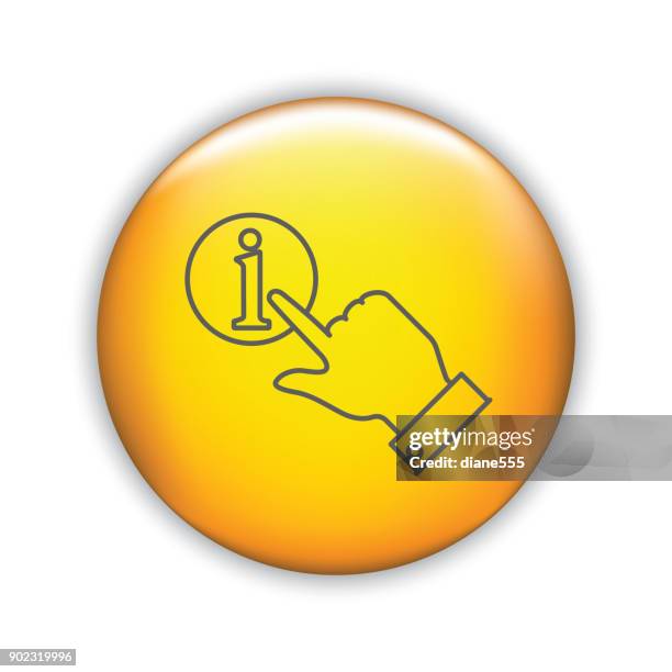 thin line icon on shiny button - customer service - push button stock illustrations