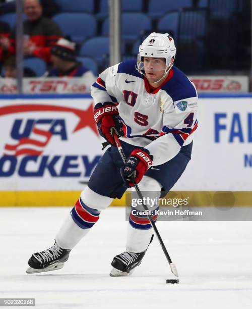 Ryan Poehling of United States against Czech Republic during the Bronze Medal Game of the IIHF World Junior Championship at KeyBank Center on January...