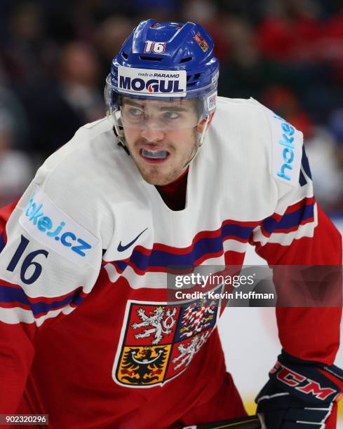 Martin Kaut of Czech Republic against the United States during the Bronze Medal Game of the IIHF World Junior Championship at KeyBank Center on...