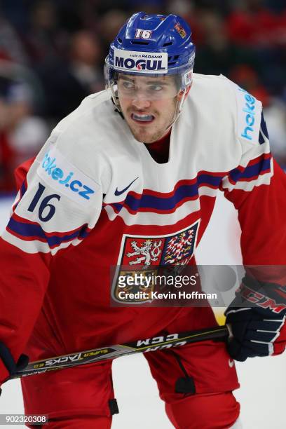 Martin Kaut of Czech Republic against the United States during the Bronze Medal Game of the IIHF World Junior Championship at KeyBank Center on...