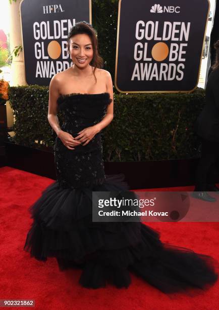 Host Jeannie Mai celebrates The 75th Annual Golden Globe Awards with Moet & Chandon at The Beverly Hilton Hotel on January 7, 2018 in Beverly Hills,...