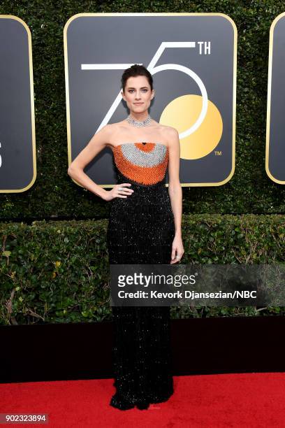 75th ANNUAL GOLDEN GLOBE AWARDS -- Pictured: Actress Allison Williams arrives to the 75th Annual Golden Globe Awards held at the Beverly Hilton Hotel...