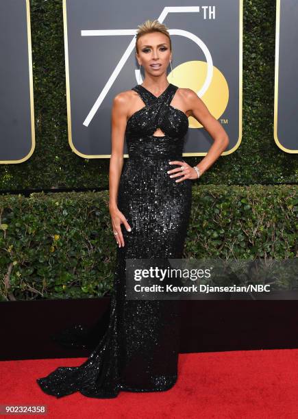 75th ANNUAL GOLDEN GLOBE AWARDS -- Pictured: TV personality Giuliana Rancic arrive to the 75th Annual Golden Globe Awards held at the Beverly Hilton...