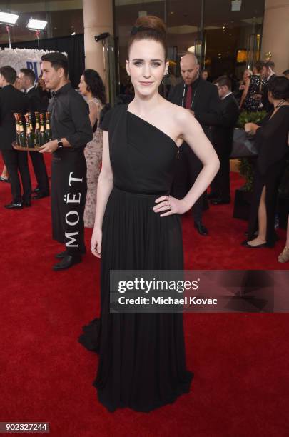 Actor Rachel Brosnahan celebrates The 75th Annual Golden Globe Awards with Moet & Chandon at The Beverly Hilton Hotel on January 7, 2018 in Beverly...