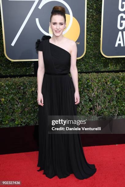 Actor Rachel Brosnahan attends The 75th Annual Golden Globe Awards at The Beverly Hilton Hotel on January 7, 2018 in Beverly Hills, California.