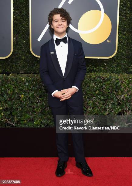 75th ANNUAL GOLDEN GLOBE AWARDS -- Pictured: Actor Gaten Matarazzo arrives to the 75th Annual Golden Globe Awards held at the Beverly Hilton Hotel on...