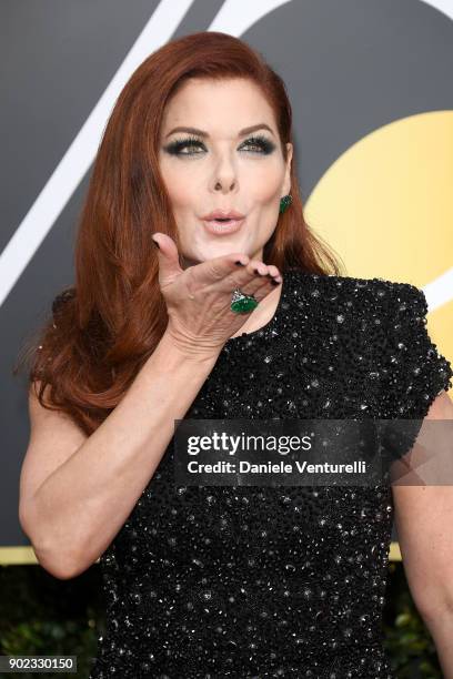 Actor Debra Messing attends The 75th Annual Golden Globe Awards at The Beverly Hilton Hotel on January 7, 2018 in Beverly Hills, California.