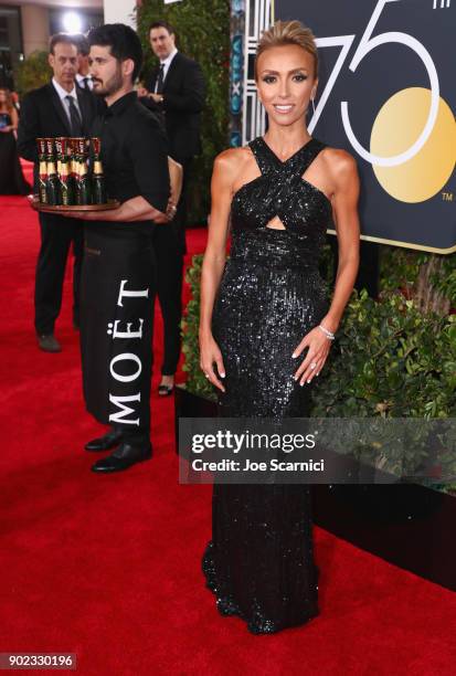 Personality Giuliana Rancic celebrates The 75th Annual Golden Globe Awards with Moet & Chandon at The Beverly Hilton Hotel on January 7, 2018 in...