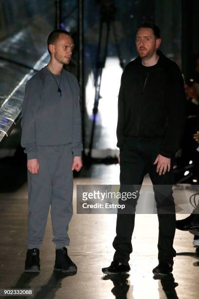Ben Cottrell & Matthew Dainty at the runway at the Cottweiler show during London Fashion Week Men's January 2018 at Natural History Museum on January...