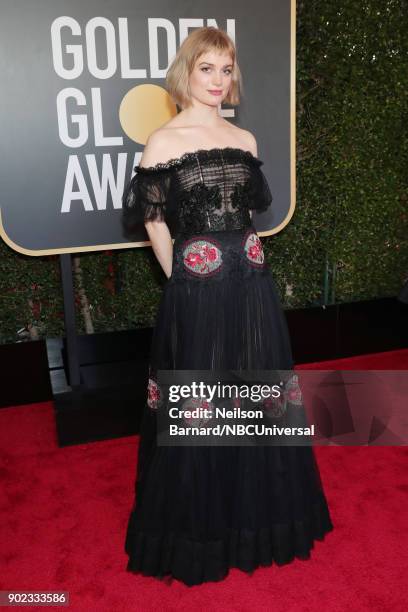 75th ANNUAL GOLDEN GLOBE AWARDS -- Pictured: Recording artist Alison Sudol arrives to the 75th Annual Golden Globe Awards held at the Beverly Hilton...