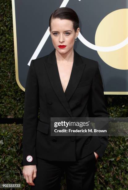 Claire Foy attends The 75th Annual Golden Globe Awards at The Beverly Hilton Hotel on January 7, 2018 in Beverly Hills, California.