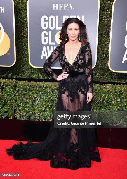 Actor Catherine Zeta-Jones attends The 75th Annual Golden Globe Awards at The Beverly Hilton Hotel on January 7, 2018 in Beverly Hills, California.