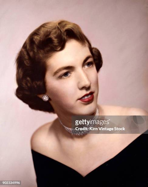 Young woman's high school senior portrait, ca. 1951.
