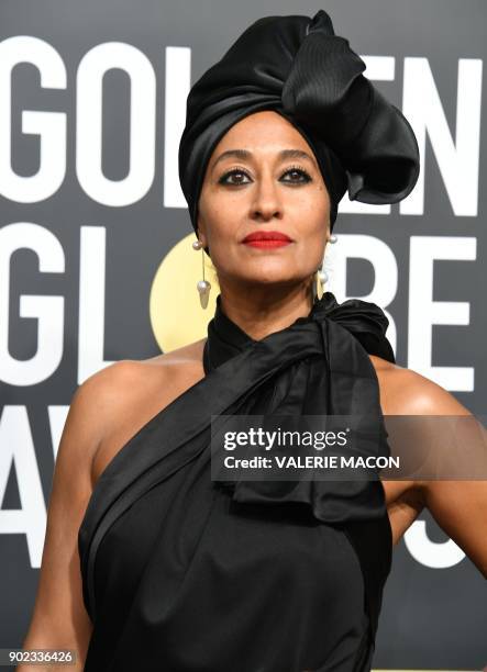 Actress Tracee Ellis Ross arrives for the 75th Golden Globe Awards on January 7 in Beverly Hills, California.